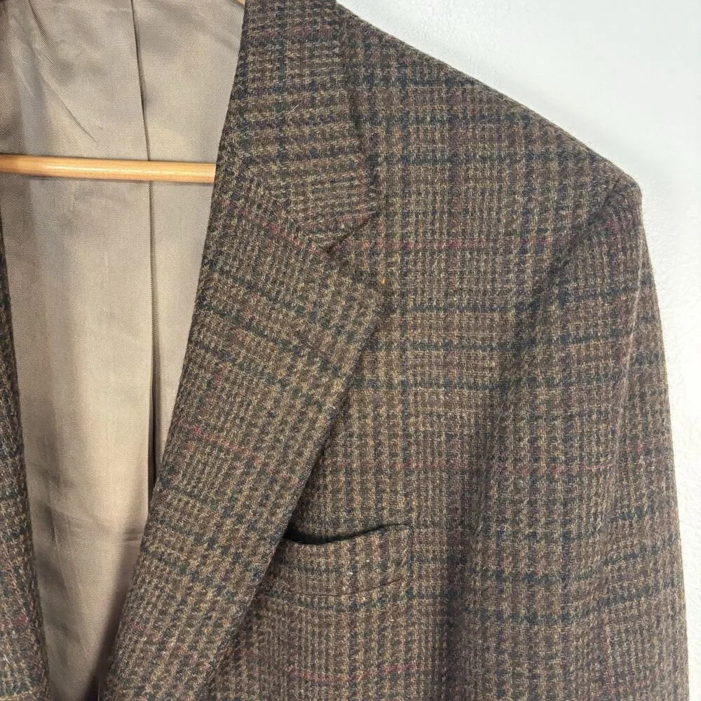 Botany 500 Mens Wool Plaid Tailored in USA Blazer Sports Coat Jacket READ 42R